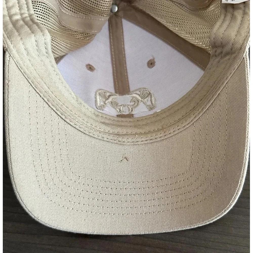KUIU Ram Logo Trucker Hat Tan Mesh Snapback Outdoor Hiking One Size Cap